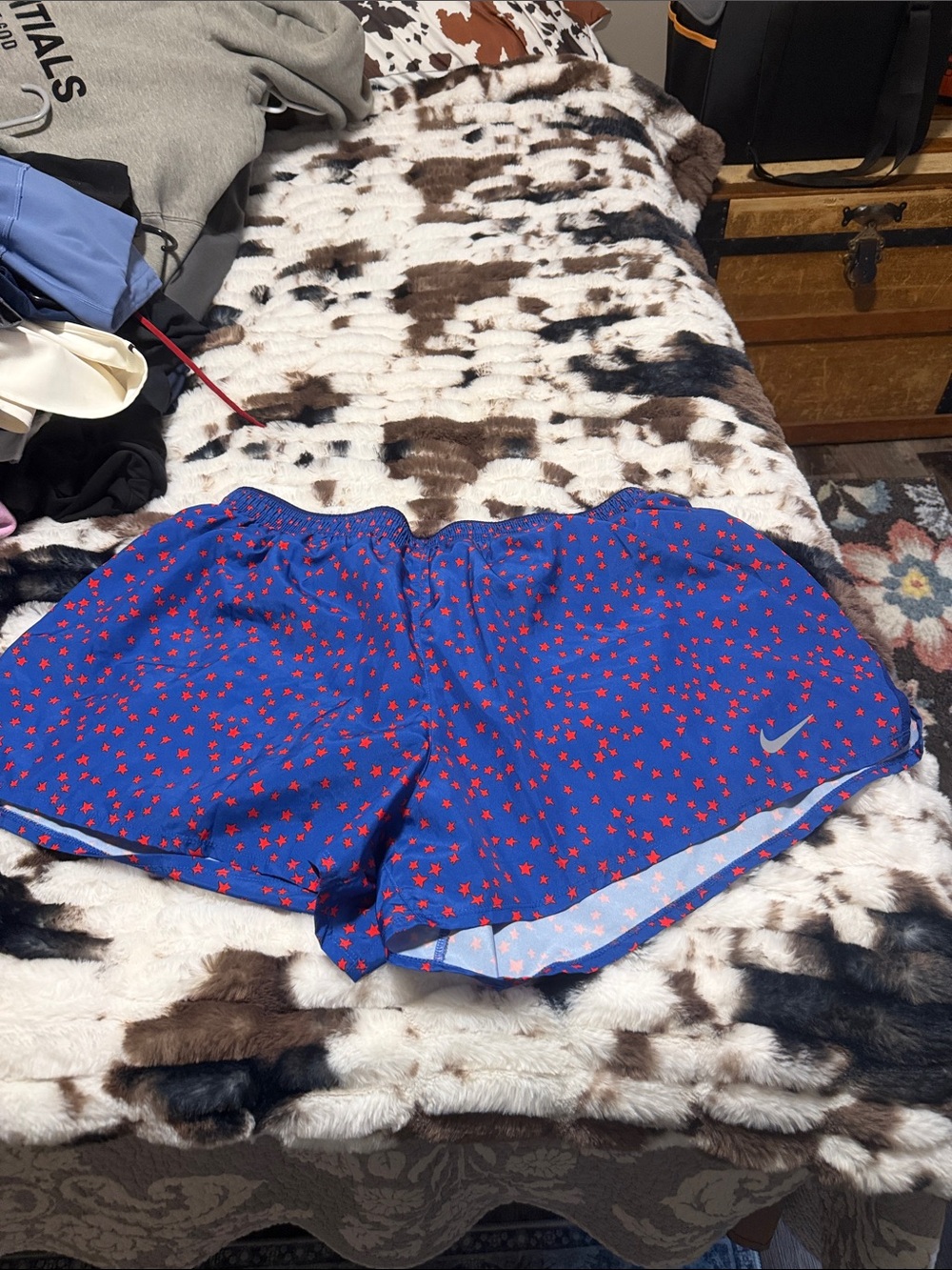 Nike Women’s Royal Blue Shorts with Red Star Print